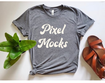 Maquete Heather Grey 3001, maquete de camiseta Bella Canvas 3001, maquete estilo Bella Canvas