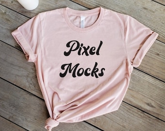 Maquete Heather Peach 3001, maquete de camiseta Bella Canvas 3001, maquete estilo Bella Canvas, maquete plana