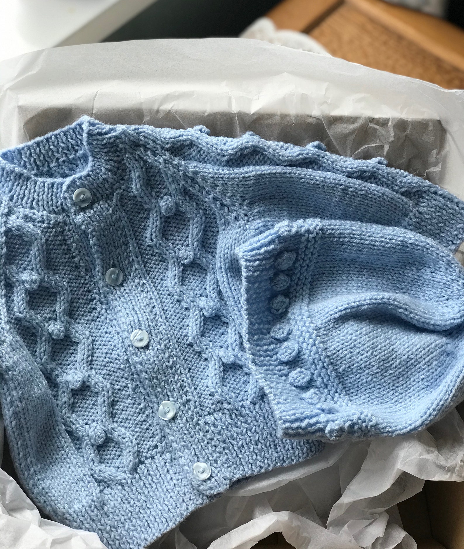 Unisex baby cardigan and hat gift set hand knitted cable Etsy