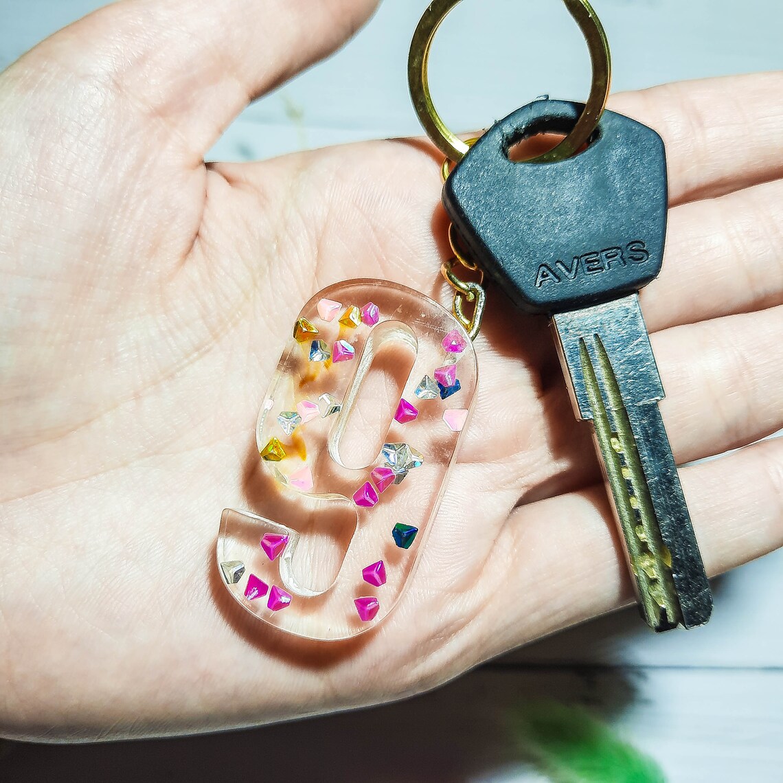AMAZING Glitter keychain Number epoxy gift Nine 9 handmade Etsy