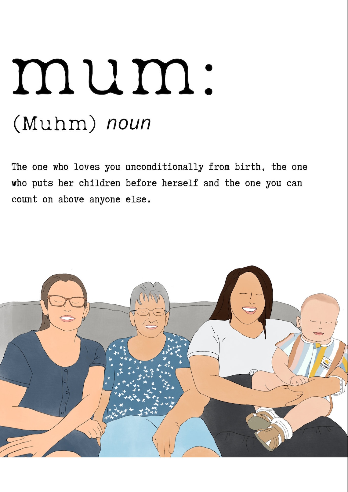 Custom Portrait with Mum Definition Solid Colour Etsy