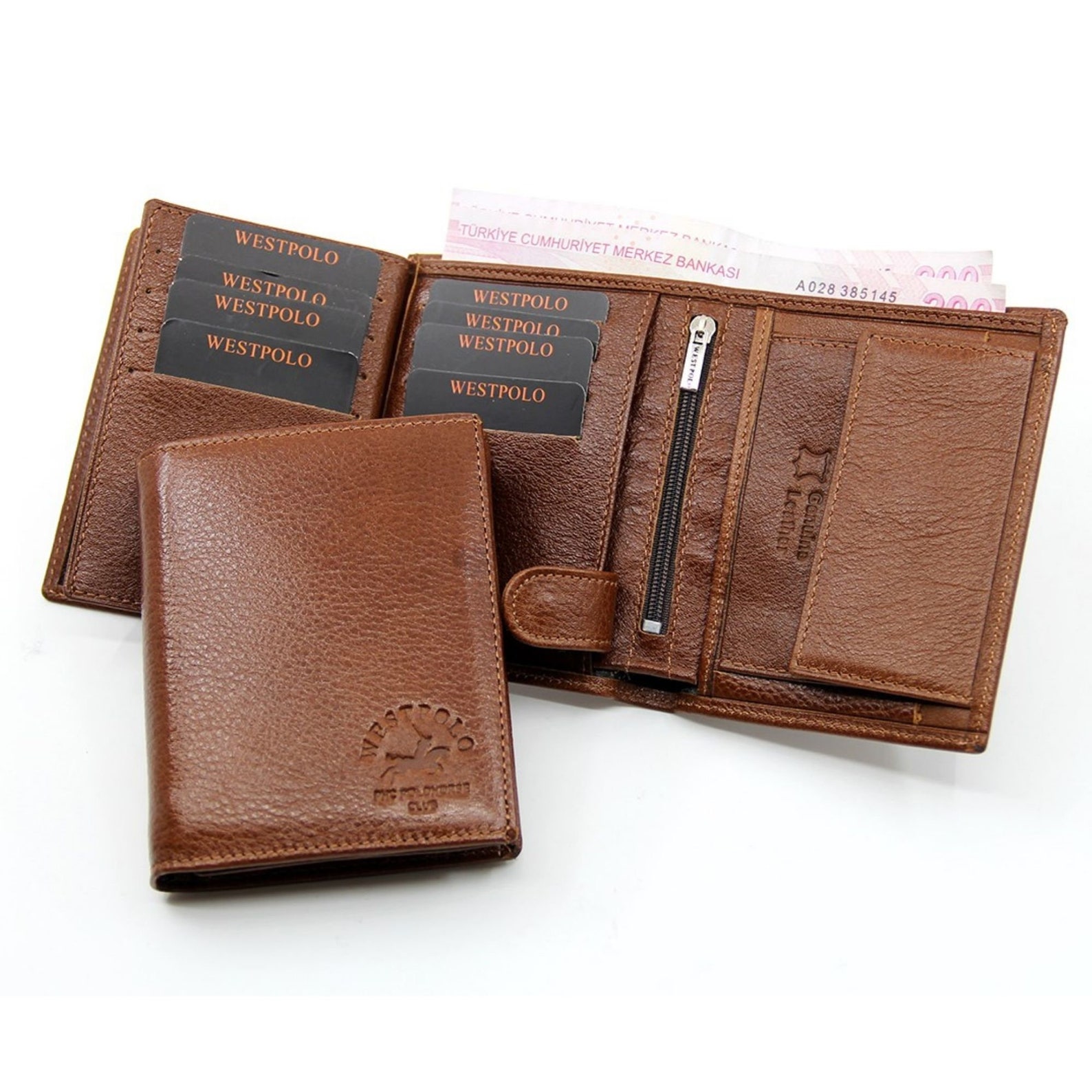 Genuine Leather Men's Wallet with Black Coin Compartment Etsy