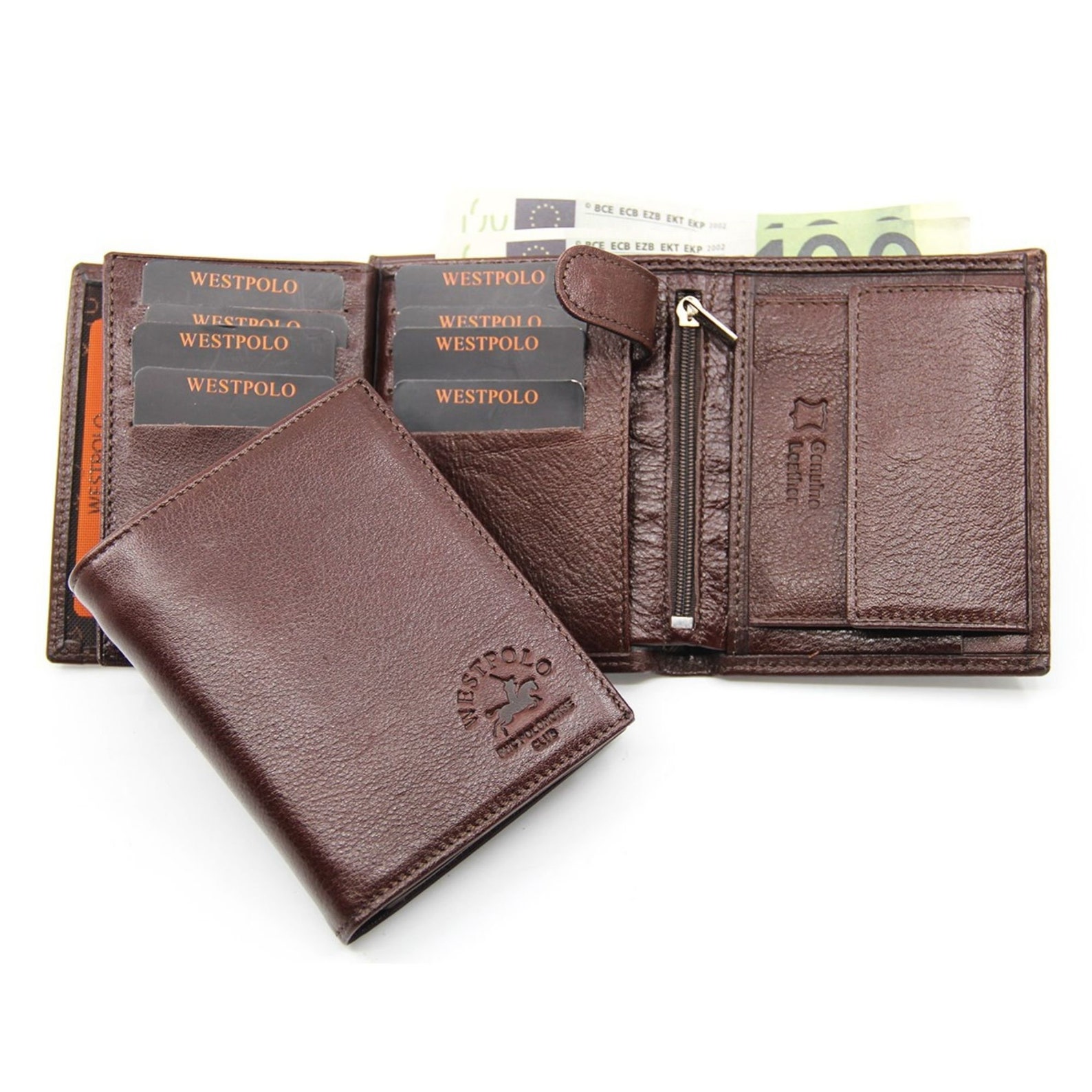 Genuine Leather Men's Wallet with Black Coin Compartment Etsy