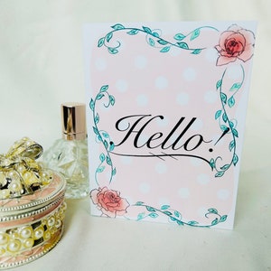 Bonjour ! Carte de voeux (Bonjour du monde entier) - petite carte de voeux, carte toutes occasions, cartes-cadeaux, cartes de remerciement, jolie papeterie