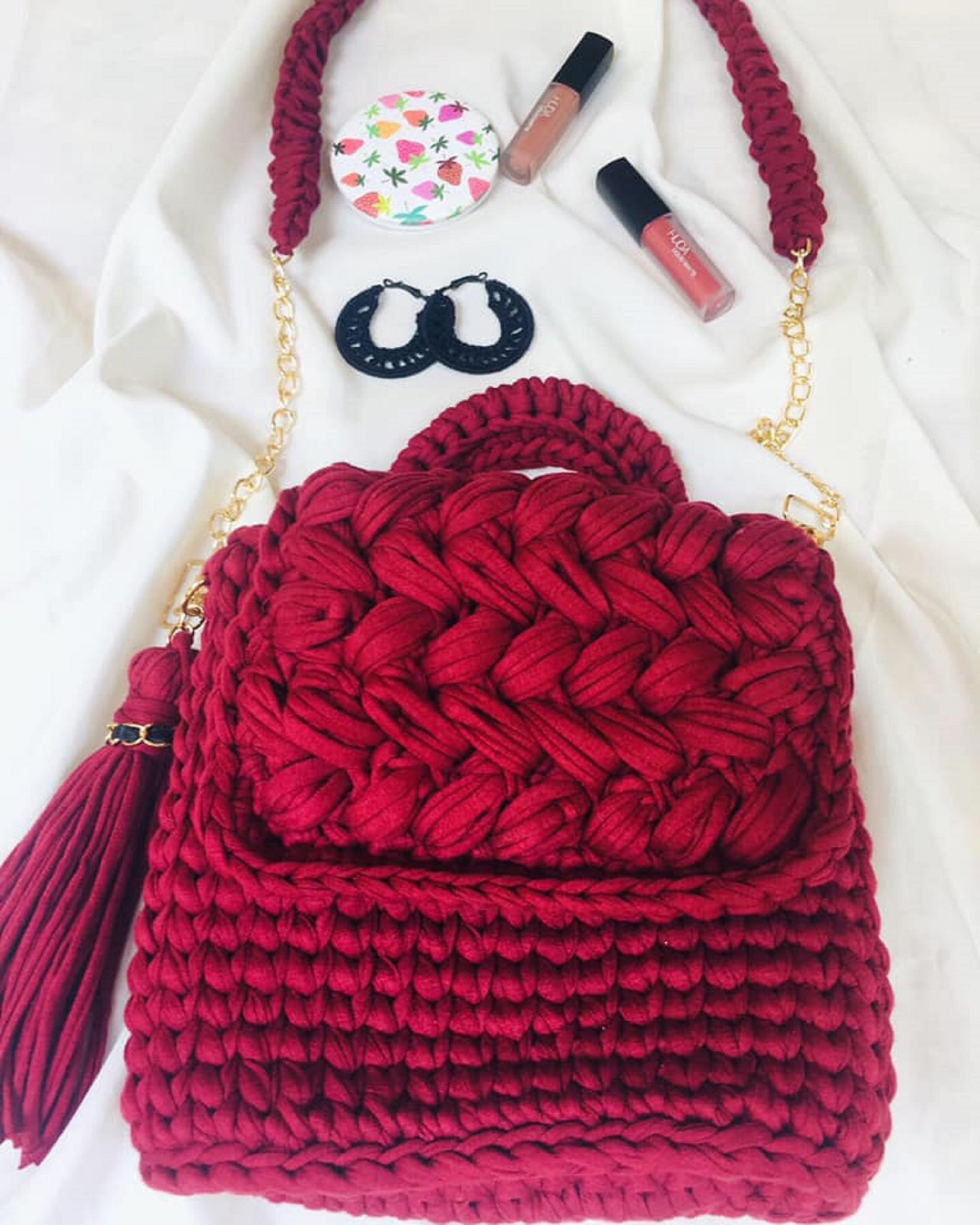 T shirt yarn Women Bag Shoulder Bag Crossbody Bag Crochet Etsy