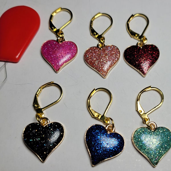 Valentine's Day Glitter Hearts Stitch Marker for Crochet & Knitting