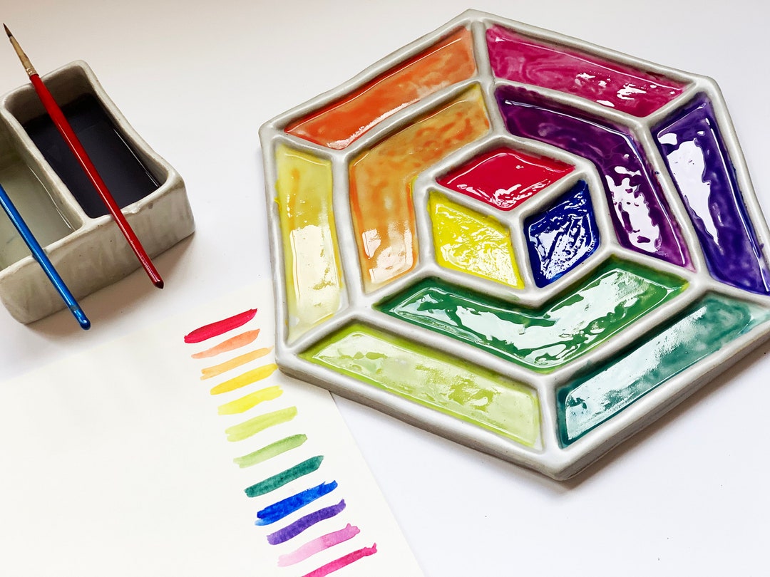 MADE-TO-ORDER Ceramic Color Wheel Palette for Watercolor Painting - Etsy