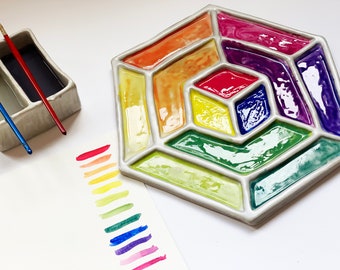 Ceramic Color Wheel Palette for Watercolor Painting