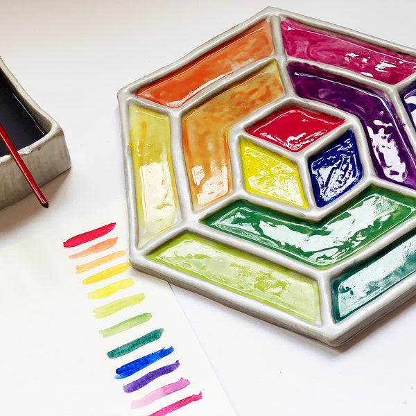 Ceramic Color Wheel Palette for Watercolor Painting