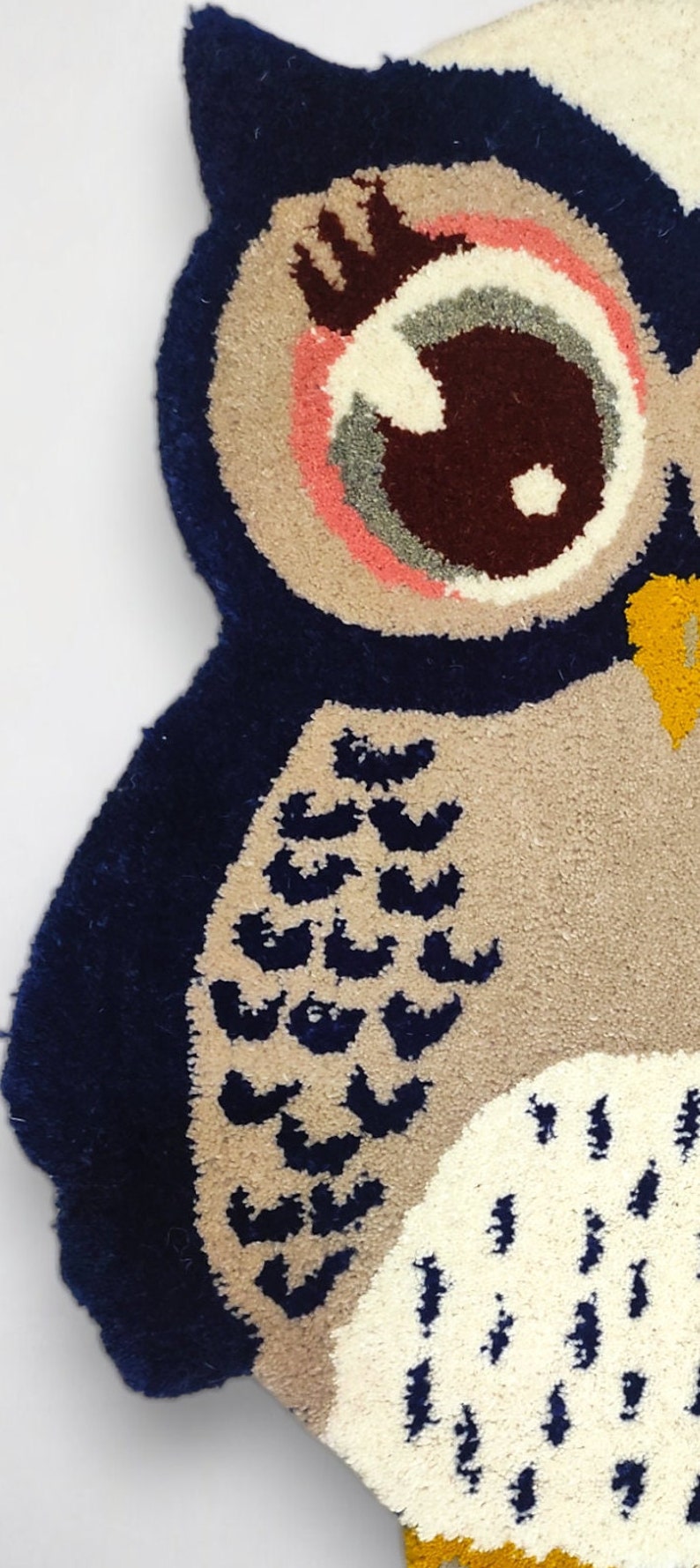 Wool Tufted Owl Rug, Handmade Bird Rug, Animal Rug, Colorful Area Rug ...
