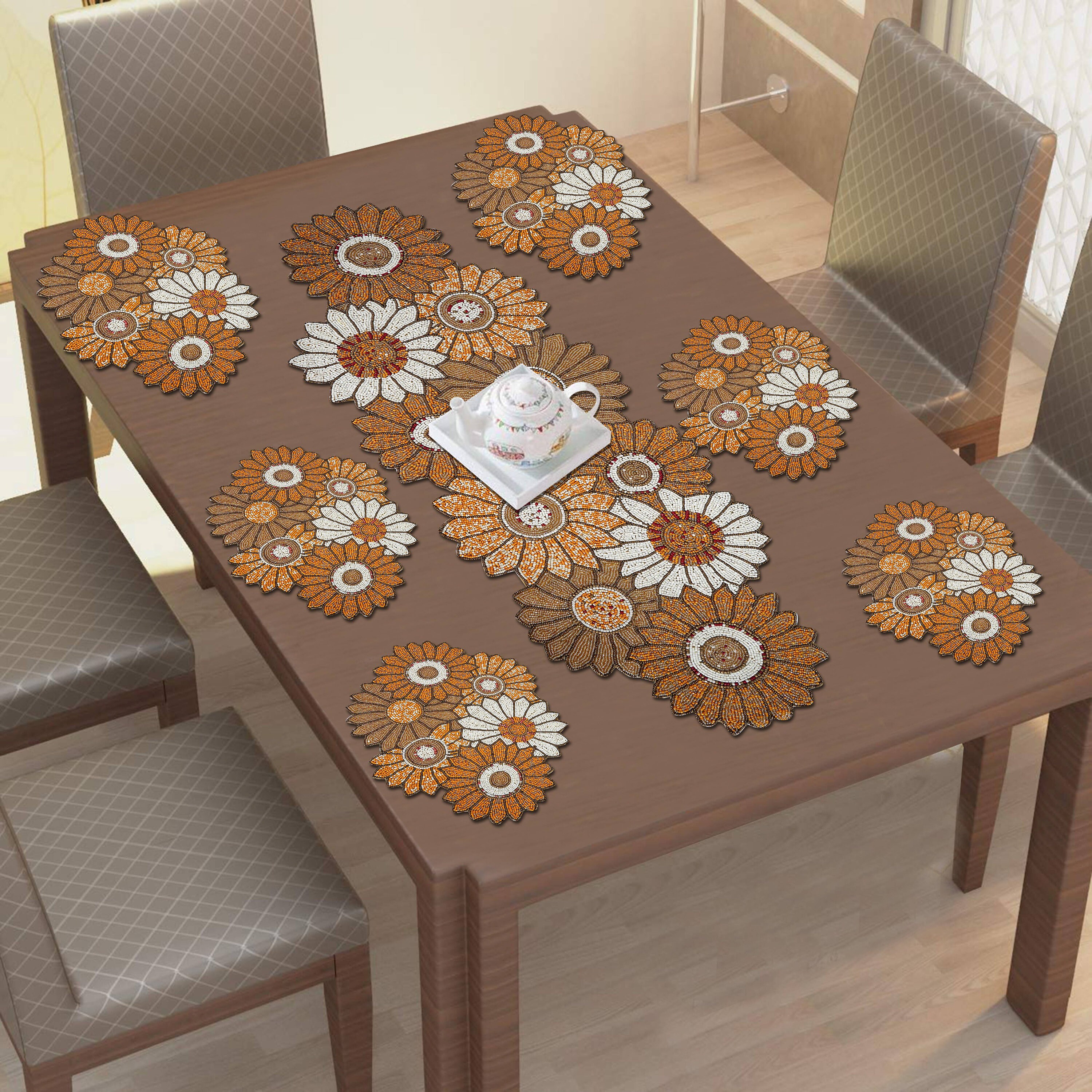 Handmade Yellow Floral Beaded Embroidery Table Runner & Etsy