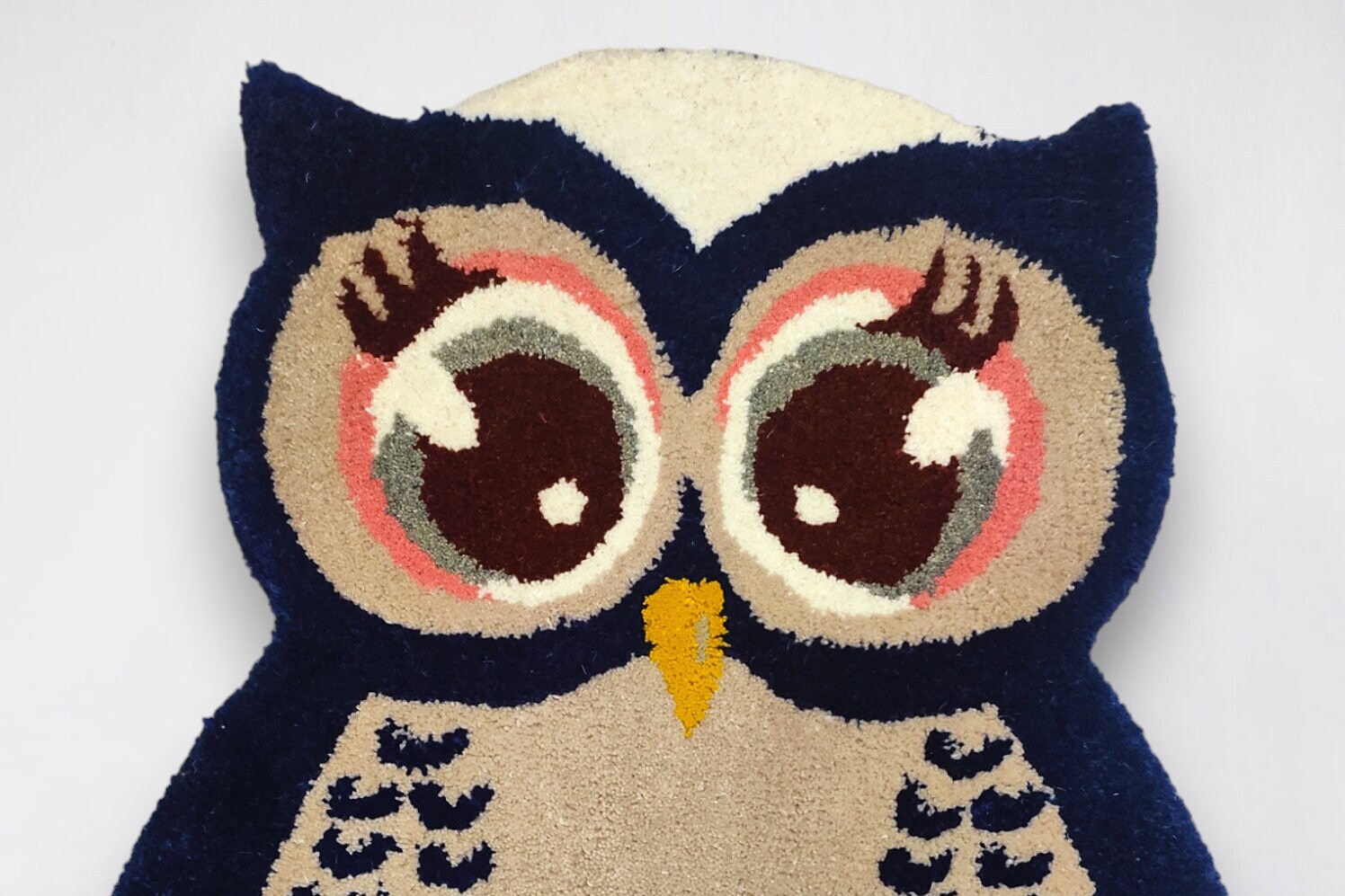 Wool Tufted Owl Rug, Handmade Bird Rug, Animal Rug, Colorful Area Rug ...