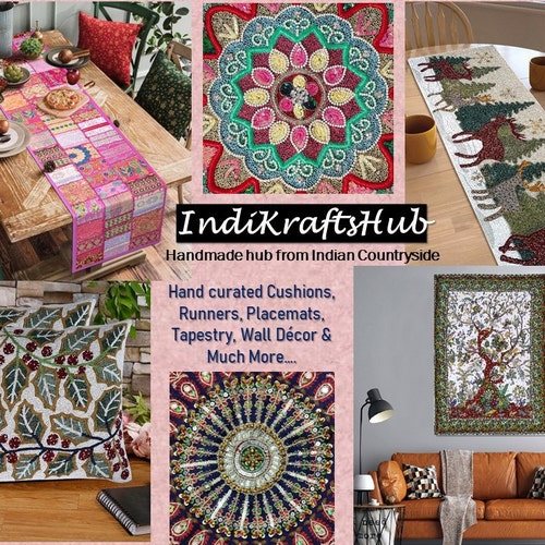 Sambhav Quilt Hub Copricuscino Kantha con ricamo patchwork, federa per cuscino da fattoria, federa in cotone indiano, federa decorativa Kantha 50 x 80 cm (beige