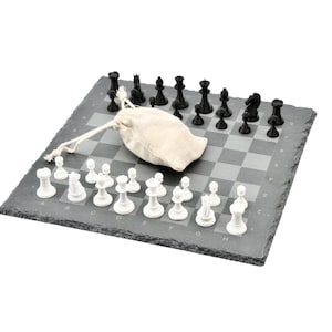 Stone Chessboard Set 25 x 25 cm | Designer slate chess set with eco-friendly pieces | Staunton pieces | For chess lovers