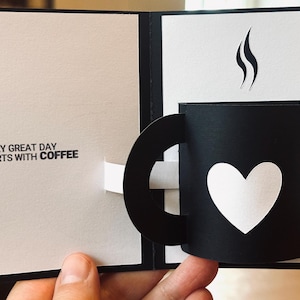 Karte Kaffee Tee Grußkarte Geburtstag Date Einladung Klappkarte 3D PopUp Design Geburtstagskarte