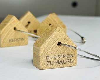 Schlüsselanhänger Haus Holz Anhänger Geschenk zum Einzug Taschenanhänger Holzhaus