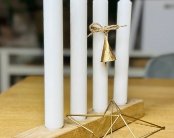 Kerzenbrett aus massivem Naturholz,  Tischdekoration für Weihnachten, Kerzenständer, Kerzenhalter