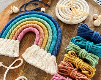 DIY Macrame Rainbow (DIY Kit, Hen Party, Birth, Baby, Home Decor; Nursery, Godchild, Baby Shower, DIY Set, Rope, Yarn, Crafting, Children)