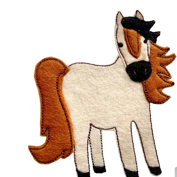 Felt Embroidered Horse Patch, Handmade Embroidered Applique, White Horse Patch, Animal Patch, Denim Suit Patch,Sew On Applique,DIY applique