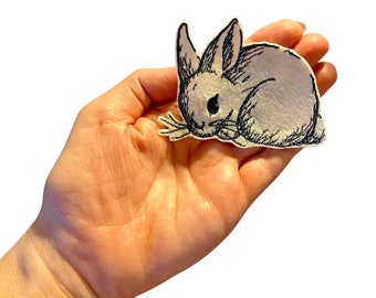 Cute  Bunny Iron On Patch ,DIY Animal Badge for Embroidery Enthusiasts,Adorable Bunny Patch ,Iron On Badge for Animal Lovers,bunny applique