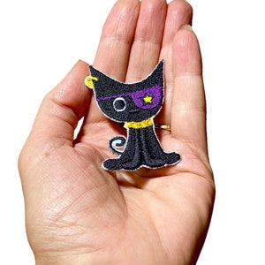 Urbansky grappige schattige zwarte kat patch Kat symbool patch kitten patch geborduurde patch jas patch mini vleugels patches, DIY strepen