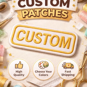 Écusson brodé personnalisé de 5 à 30 cm – Écusson personnalisé à repasser ou à coudre – Écusson avec logo – Écusson pour nom – Grand écusson dans le dos de la veste