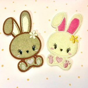 Cute bunny  iron on patch/animal badge/DIY embroidery/decorative patch/embroidered applique/bunny lover/applique motif/bunny patch