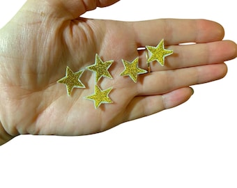 Small Silver/Gold Star Patch Glitter Star Badge Glitter 90s Star Badge DIY Embroidery Embroidered Star Applique Pop Culture Gift