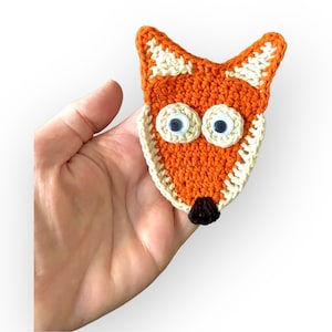 Crochet fox applique, knitted fox applique, fox motif, wild animal applique, crochet animal applique, fox applique for blanket
