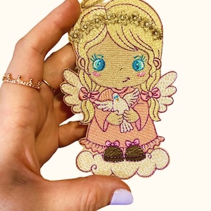 Iron Embroidered Angel Girl Patch Personalized Patches for Jackets Custom Decoration Patch Angel patch Metallic Silver/Golden Angel