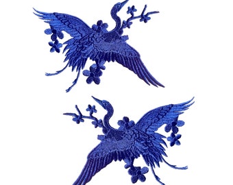 Embroidered Crane Japanese Bird Iron Patch Japanese Art Applique Romantic Bird DIY DIY Bird Applique