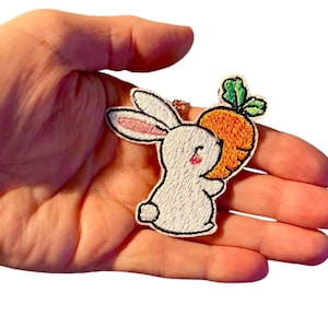 Cute bunny  iron on patch/animal badge/DIY embroidery/decorative patch/embroidered applique/bunny lover/applique motif/bunny patch