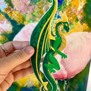 Sky Dragon Patch, Fantastic Creature on Iron, Embroidered Iron-On Patch, Fantastic Creature on Iron Applique, Charming Dragon