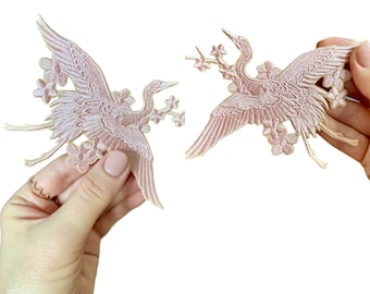 Embroidered Crane Japanese Bird Iron Patch Japanese Art Applique Romantic Bird DIY DIY Bird Applique