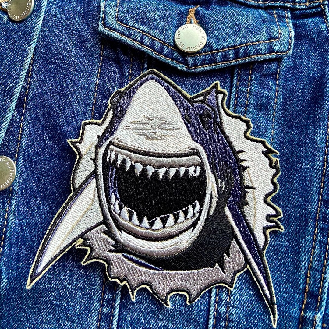 Realistic Great White Shark Patch Iron-on/sew-on Applique for Clothing ...