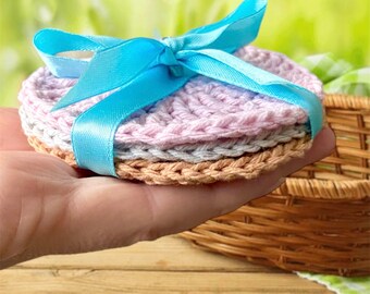 Gezichtsscrubbies - 100% katoen, biologische katoenen gezichtspads/doekjes, milieuvriendelijk, gehaakte scrubbies, herbruikbare make-up remover pads, gezichtsdoekjes