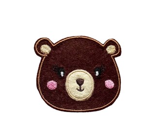 Bear Face Iron on patch ,Patch Cute Forest ,Animal Accessory for Clothes, Bags ,Hats, Baby Bear Applique Embroidered, Patch DIY