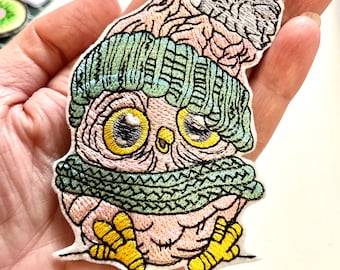 Lindo parche de búho, invierno, pájaros, parche para planchar, parche para coser, parche bordado, parche en chaqueta, en mochila, aplique, lindo aplique, parche DIY