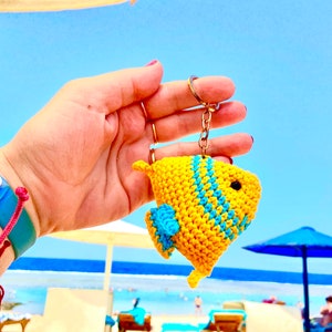 Angel Fish Keychain, Keychain, Handmade Crochet Keychain, Amigurumi, Fish Lovers, Vegan, Vegetarian Friendly,Sea Animals Keychain