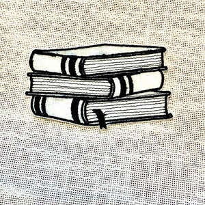 Toppa decorativa vintage con ricamo fai da te, per studenti, con libro di lettura, da stirare, da applicare come topo di biblioteca.