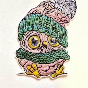 Cute owl patch, winter,birds,iron on patch,sew on patch,embroidered patch,patch on jacket,on backpack,applique,Cute Applique, DIY Patch