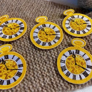 Parche de reloj de bolsillo vintage, parche bordado termoadhesivo. Aplique DIY, parche pequeño, aplique bonito, bordado DIY, aplique bordado.