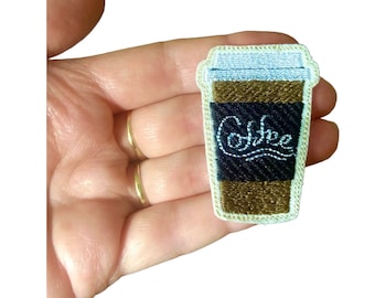 Kaffee Liebe Patch Kaffee Abzeichen dekorative Patch DIY Stickerei gestickte Applikation Geschenk für Kaffee-Liebhaber