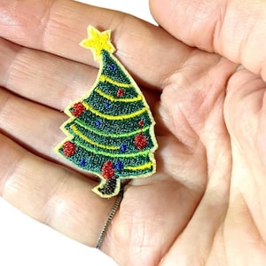 Green Christmas Tree Iron Patch Tree Badge Greenery Badge DIY Embroidery Embroidered Applique Christmas Gift for Nature Lovers