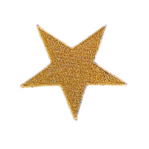 Può includere: Una toppa a forma di stella dorata con una superficie testurizzata.
