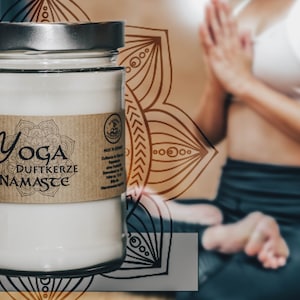 Yoga und Mediationskerze "Namaste" mit hochwertigen ätherischer Duft - Ölmischung