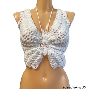 White crochet butterfly top
