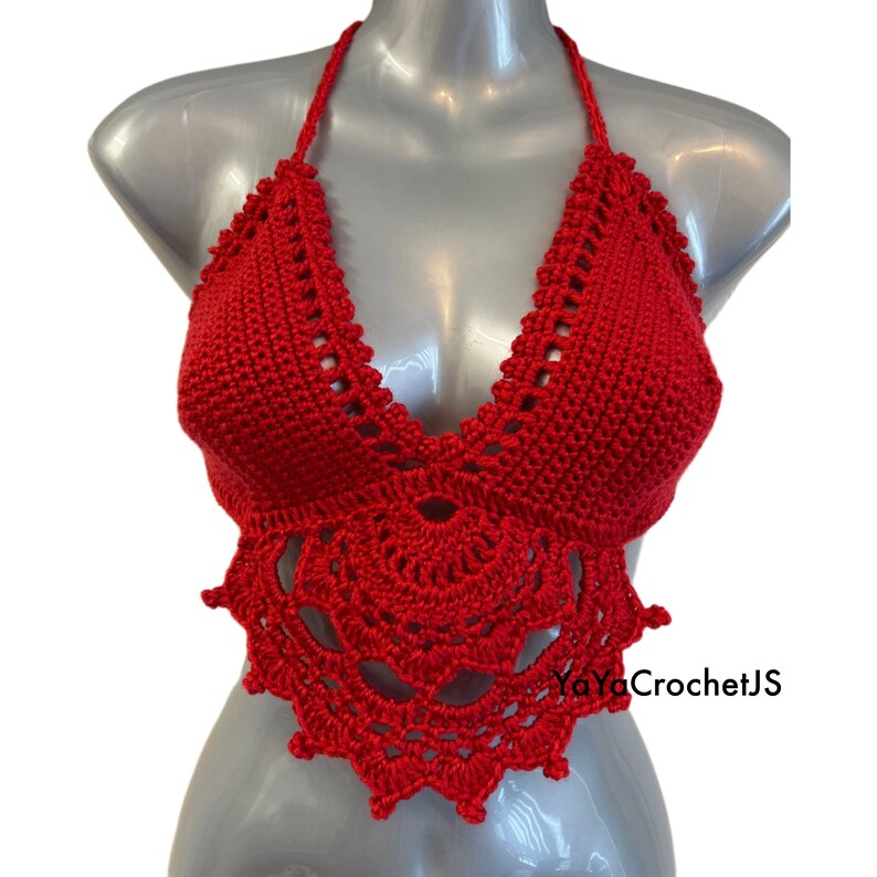 Crochet Red Boho Crochet Top Etsy