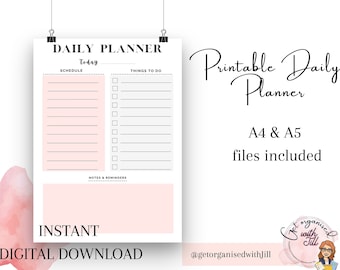 Printable Planner | Daily Planner Page | Daily Schedule | Minimalist Planner | Pink Planner | Printable Organiser