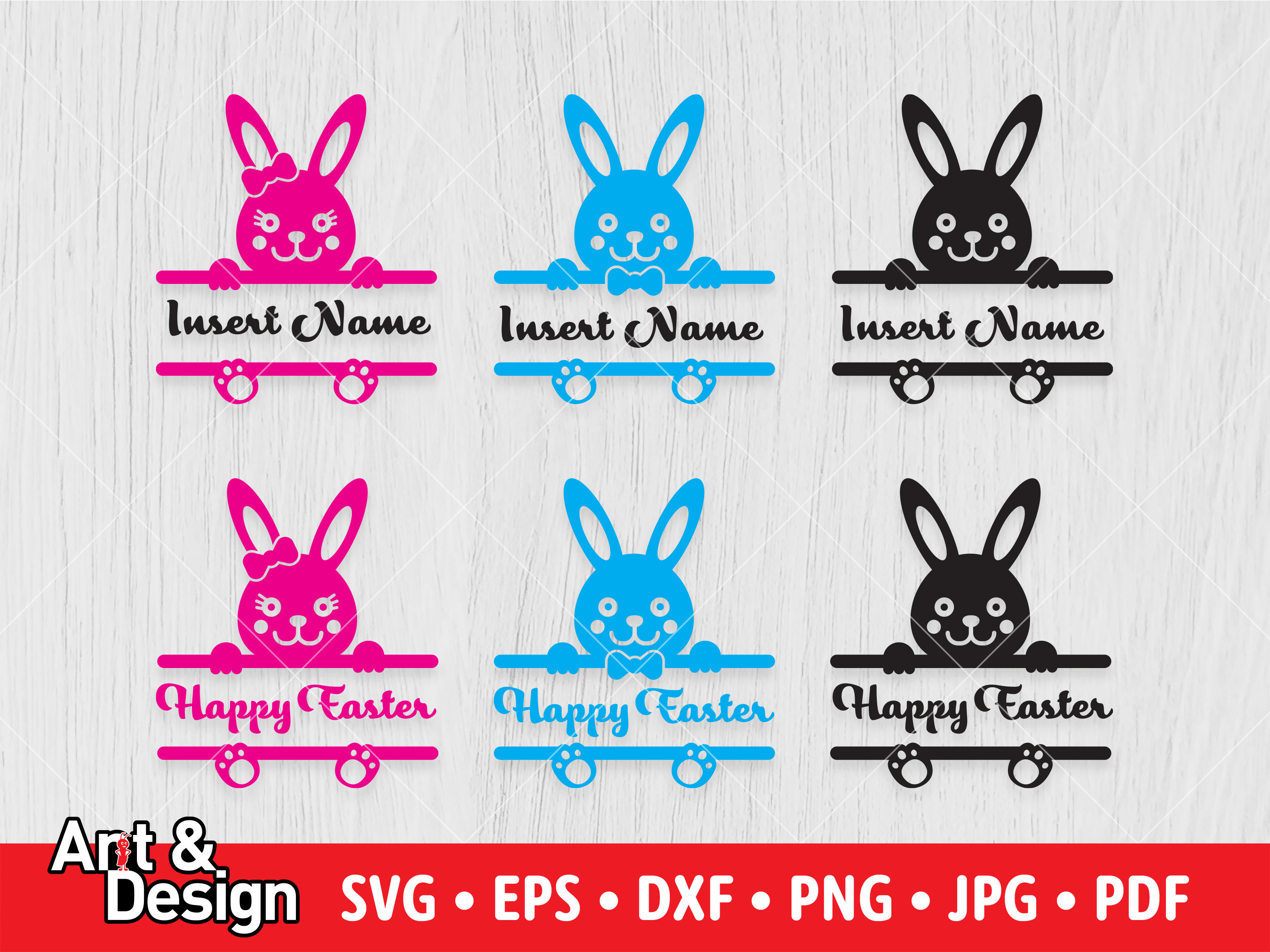 Happy Easter Bunny SVG Insert Name Bunny Your Name Monogram | Etsy